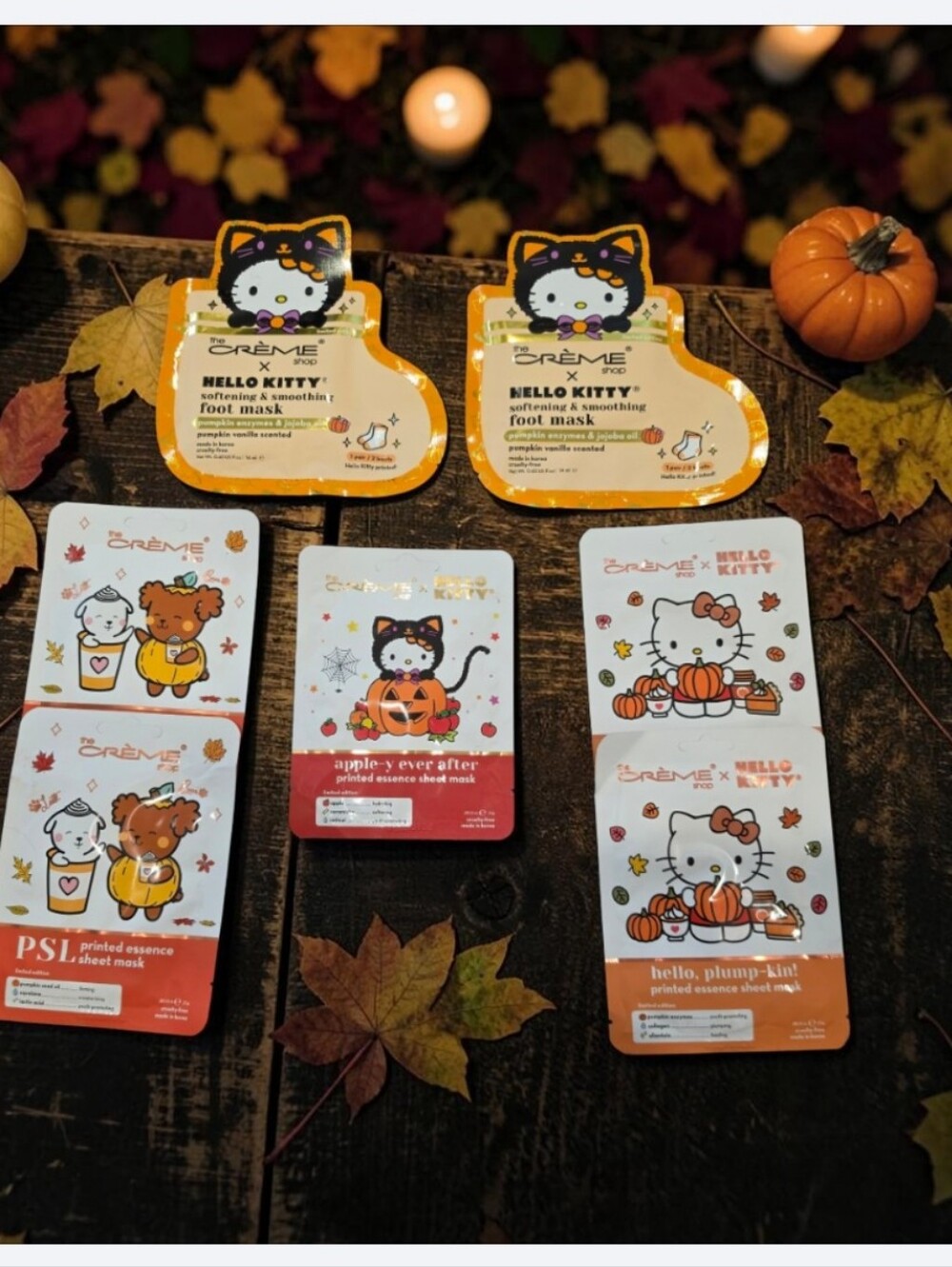 Hello Kitty Fall Kids Skin & Hair Sheet Mask Pack in Orange and Red Accents